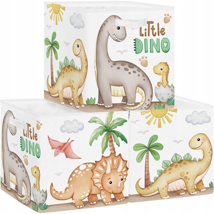 Set 3 Cutii Depozitare Pliabile, 30x30x30cm, Multicolor