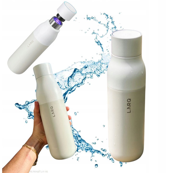 Бутилка за филтриране LARQ PureVis 500ml, UV-C самопочистване, бяла, елегантен дизайн