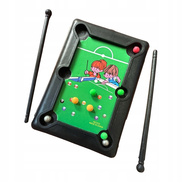 Mini masa de biliard pentru copii, set joc de societate, 11.5x8.5cm, plastic, multicolor