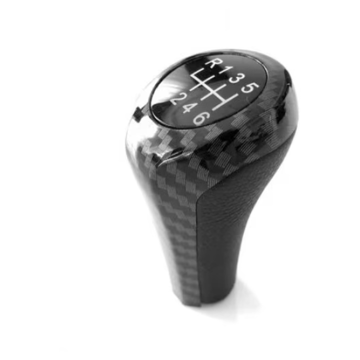 Топка за скоростен лост BMW, 6 скорости, черен/карбон, съвместима с E46 / E60 / E90