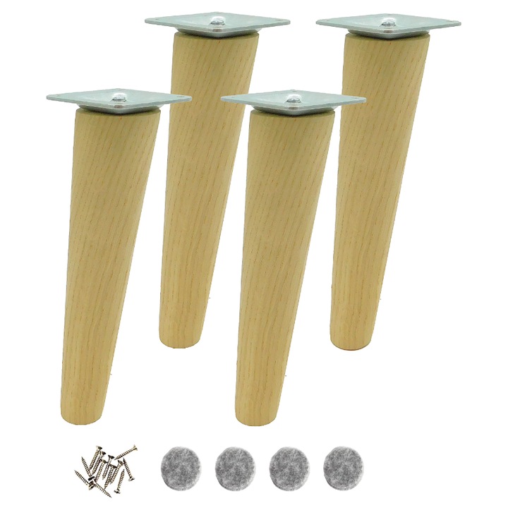Picioare din lemn, stejar, inclinate, 20 cm – picioare pentru mobila, fixare M8