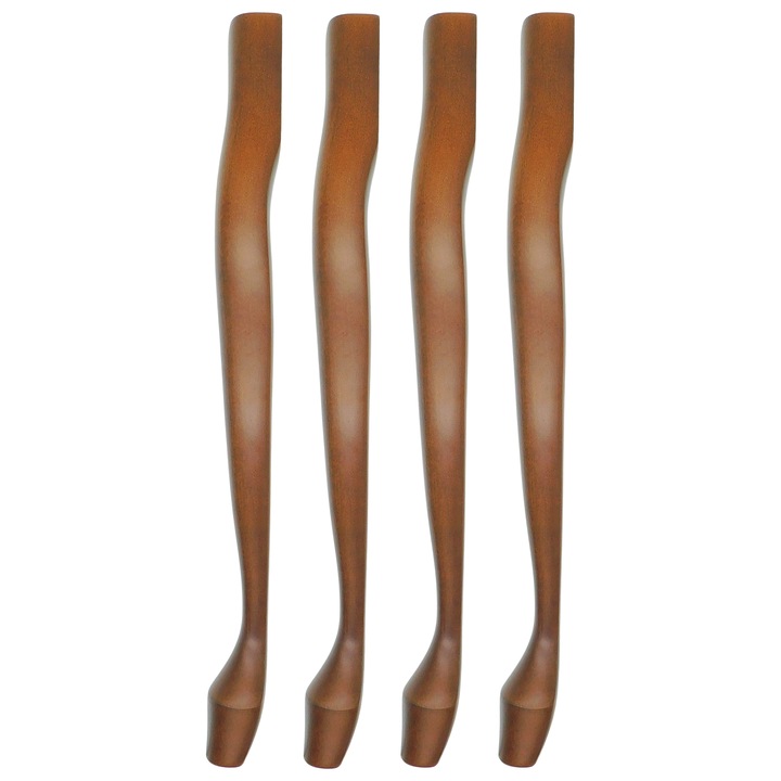 4 picioare de masa din fag 72 cm, vopsite in nuanta nuc – stil Ludovic al XV-lea – pentru masa de sufragerie, masa de toaleta, proiecte DIY