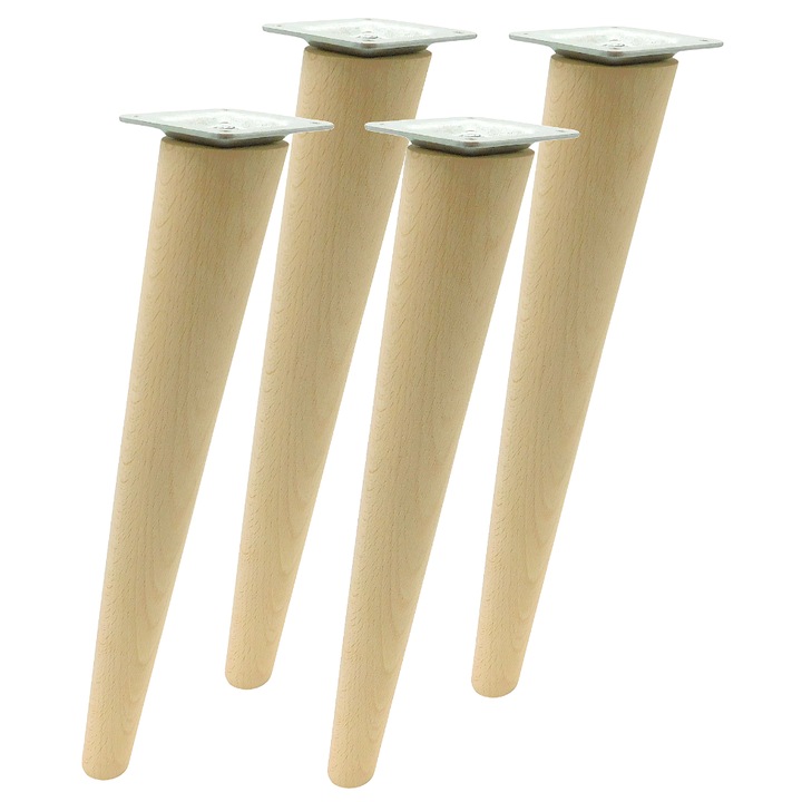 Picioare pentru mobilier din lemn, inclinate, 35 cm, netratate + elemente de fixare din fag M8