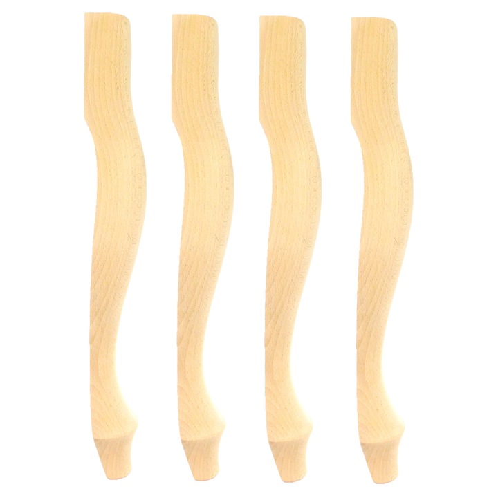 Picioare din lemn pentru mobilier, picior Louis pentru blat de masa 46 cm, netratat