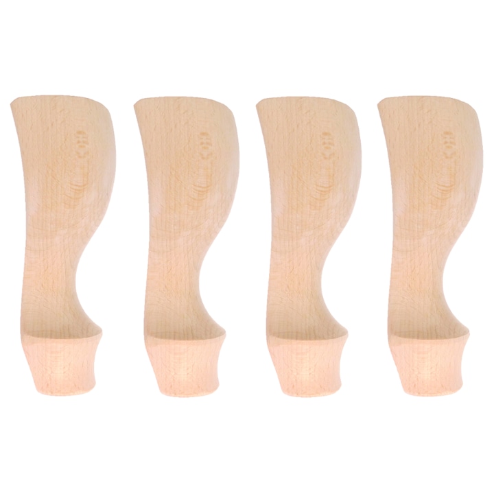 Picioare din lemn pentru mobilier, picior Louis pentru fotoliu, 15 cm, brut