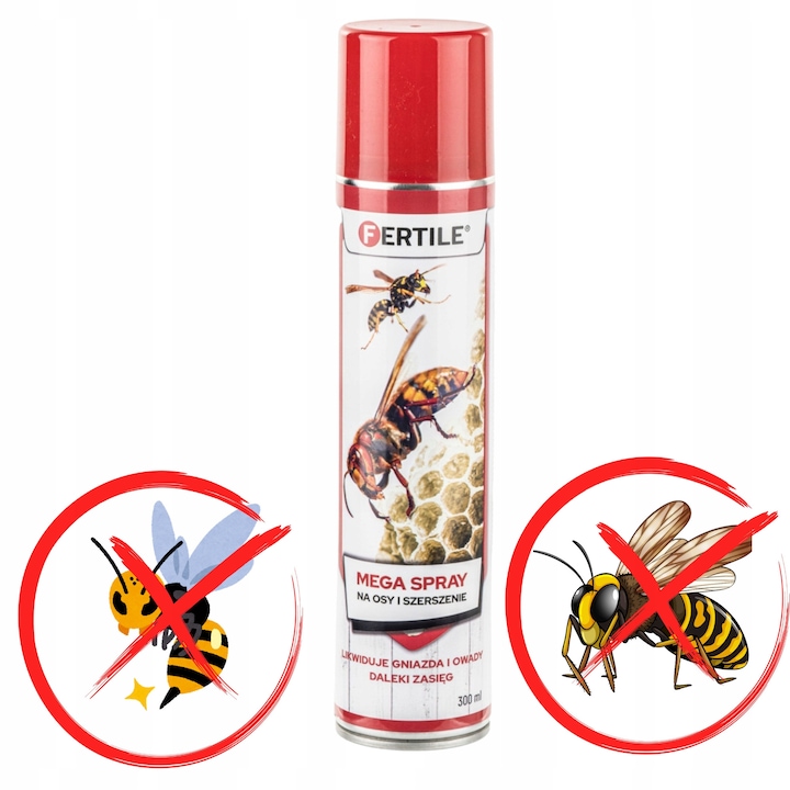 Aerosol, Fertil, Spray pentru viespi si viespi, 300 ml, Eficient, Protectie de lunga durata, Usor de utilizat, Ingrediente naturale, Siguranta, Protectie interna si externa, Capacitate 300 ml, Produs biocid, Atomizor convenabil, Eficacitate in lupta