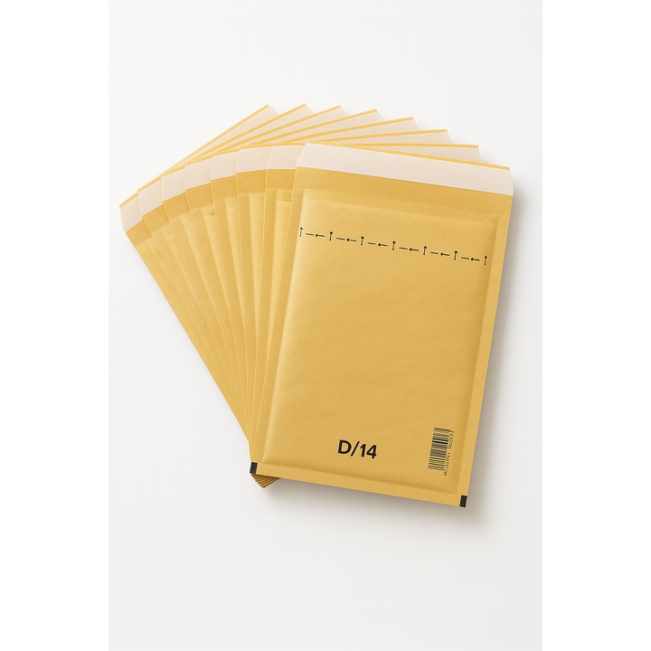 Set 10 Plicuri Antisoc cu Bule D14, 200×275 mm, Kraft 80 g/m², Inchidere Autoadeziva pentru Transport si Ambalare