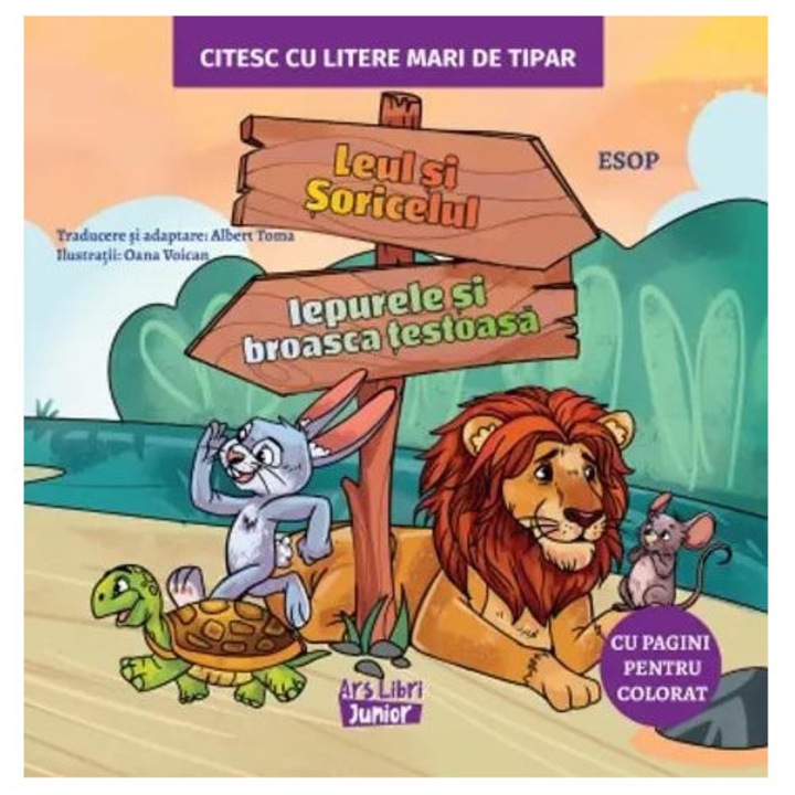 Leul si soricelul, Iepurele si broasca testoasa, Esop, 2023, carte educationala pentru copii 3 ani