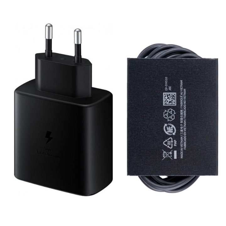 Încărcător rețea Samsung 45W, SuperCharge, USB-C, Alb, cu cablu 5A 1.8m OOB Bulk