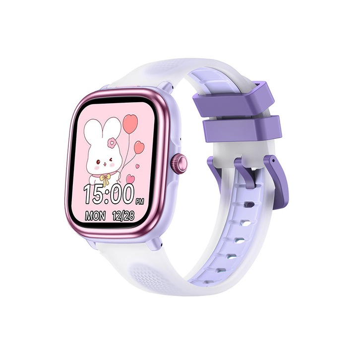 Детски Смарт Часовник HT40 с Игри и Забавления, Без Нужда от Приложение, Вградени Интелигентни Игри, Педометър, Мониторинг на Сън и Сърдечен Ритъм, Учене на Думи, Водоустойчив, Аларма и Възпроизвеждане на Музика, Лилав
