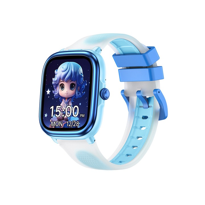 Смарт часовник за деца HT40 с игри и забавления, без нужда от приложение, вградени интелигентни игри, крачкомер, мониторинг на съня и сърдечния ритъм, изучаване на думи, водоустойчив, аларма и възпроизвеждане на музика, син