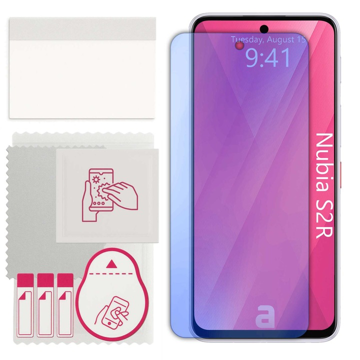 apgo védőüveg Nubia S2R-hez – hibrid, edzett üveg kijelzőre, fényes, pro flexible Hybrid Glass, 9H, full glue