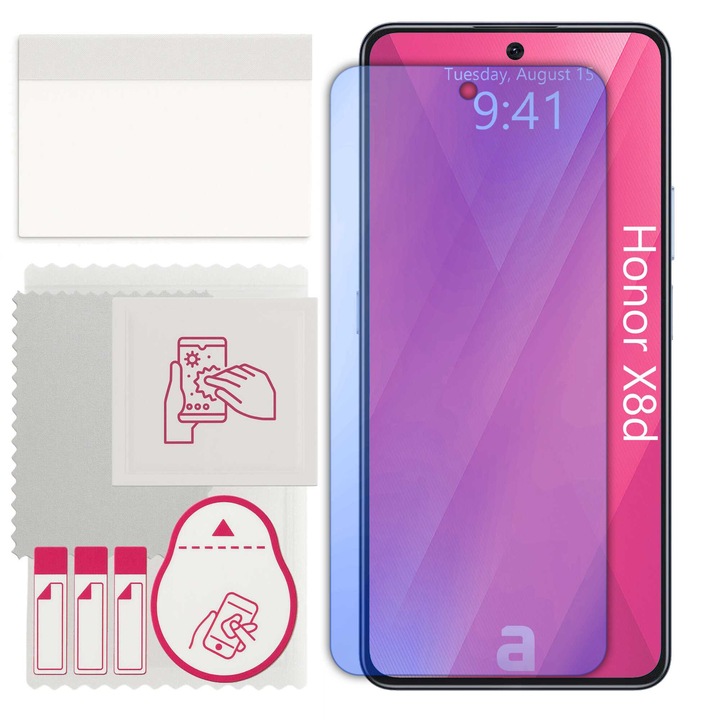 apgo védőüveg Honor X8d-hez – hibrid, edzett üveg kijelzőhöz, fényes, pro flexible Hybrid Glass, 9H, full glue
