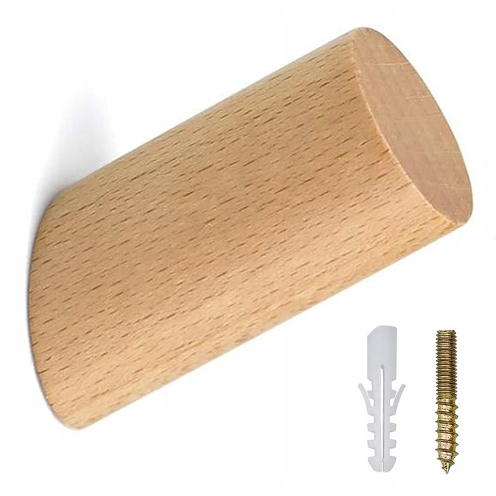 Cuier pentru haine HOOME, din lemn natural, design ecologic, 3x6cm