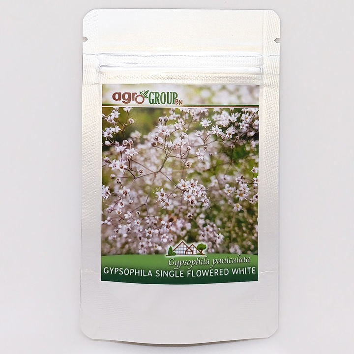 Seminte de Floarea Miresei Gypsophila Paniculata Single Flowered White, Agro Group BN, perena, alb, 0.5 grame