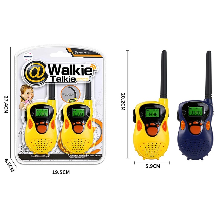 Mamido walkie-talkie szett gyerekeknek, hatótávolság 100m, méret 20x3x20cm