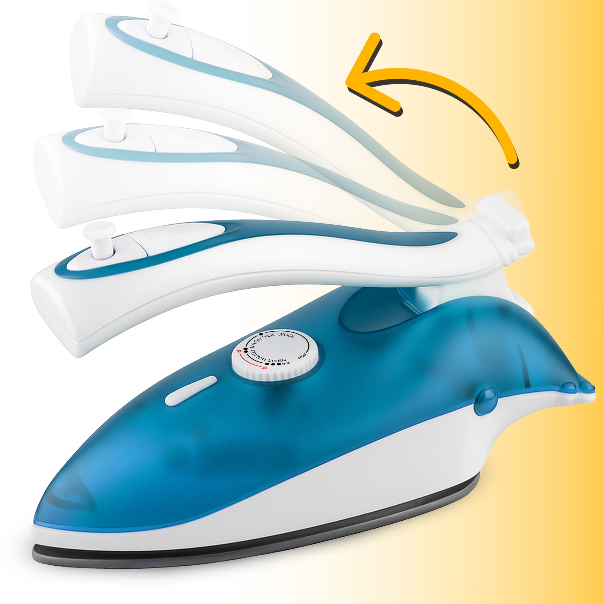 Fier de Calcat RETOO TechPro, 800W, Capacitate Rezervor 80 ml, Design Usor si Compact pentru Transport Facil, Maner Pliabil Perfect pentru Calatorii, Alb-Albastru
