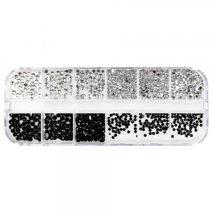Strasuri Unghii LUXORISE, Disco Black & White, 12 modele