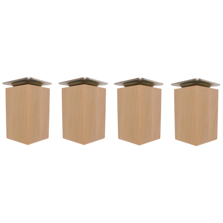 4x Picioare din lemn, picioare pentru mobila, 10 cm patrati, 5x5 cm, nefinisate, pentru montare