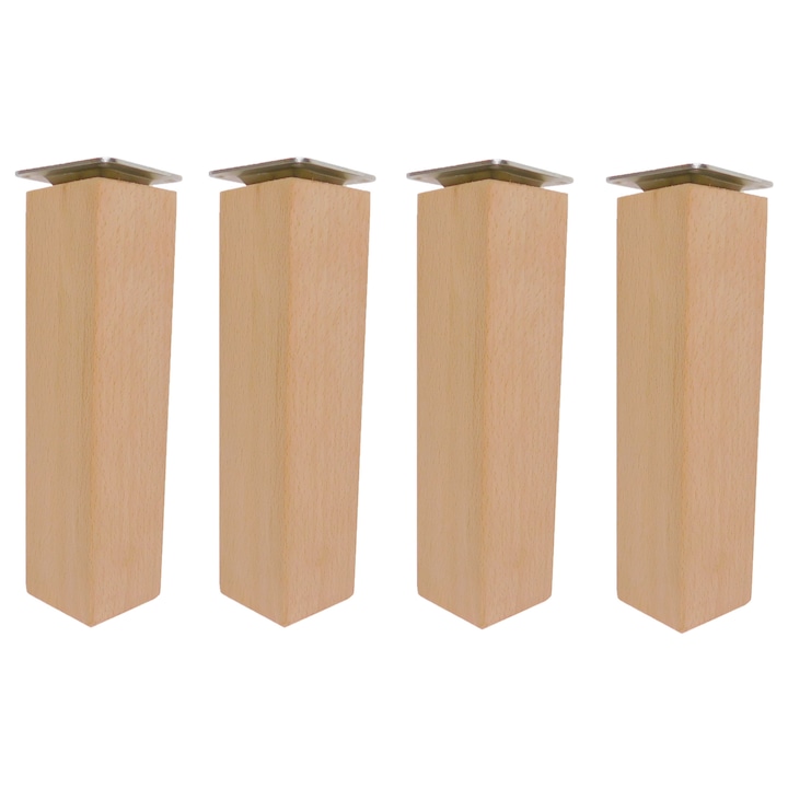 4x Picioare din lemn, picioare pentru mobila, 20 cm patrati, 5x5 cm, nefinisate, pentru montare