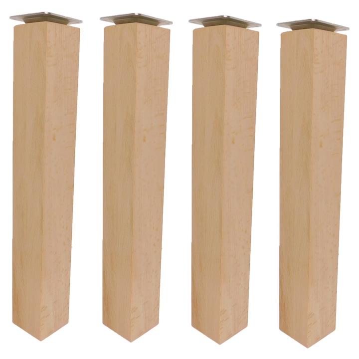 4x Picioare din lemn, picioare pentru mobila, 35 cm patrati, 5x5 cm, nefinisate, pentru montare