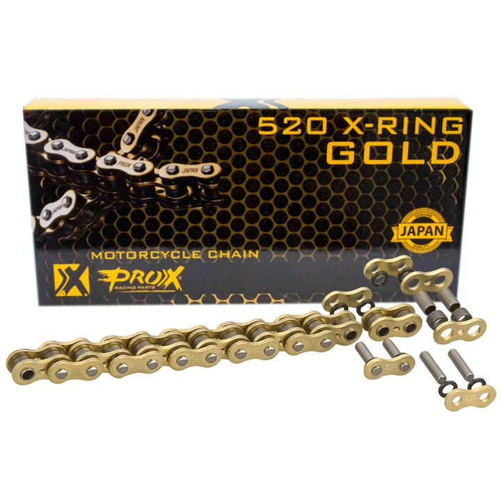 PROX 520 X-Ring kerékpárlánc, 120 láncszem, arany