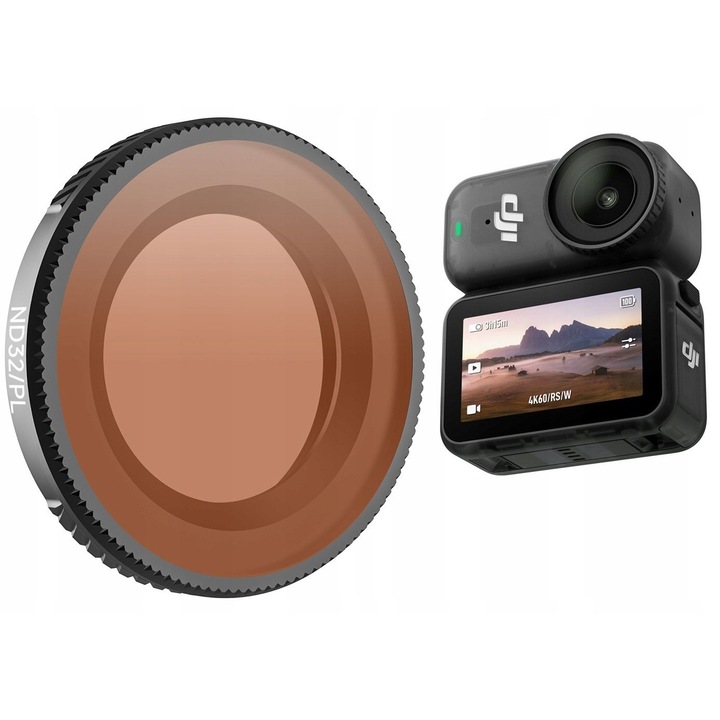 Filtru hibrid 2 in 1, sunnylife, on-fi073-32p, gri, reducere a luminii nd32, polarizare, rama ultra-usoara din aluminiu, impermeabila, rezistenta la ulei, rezistenta la zgarieturi, setul include: filtru nd32/pl, cutie de protectie, sticla optica