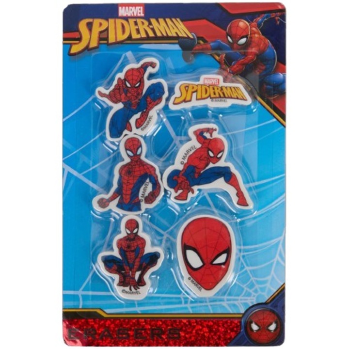 Set radiere 6 bucăți, Marvel, Spider-Man, școlari, multicolor