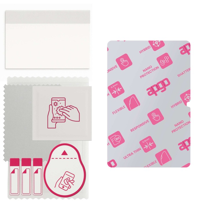 Sticla de protectie apgo pentru Lenovo Idea Tab 11 TB336FU – sticla hibrida, securizata pentru display, lucioasa, flexible Hybrid Glass, full glue