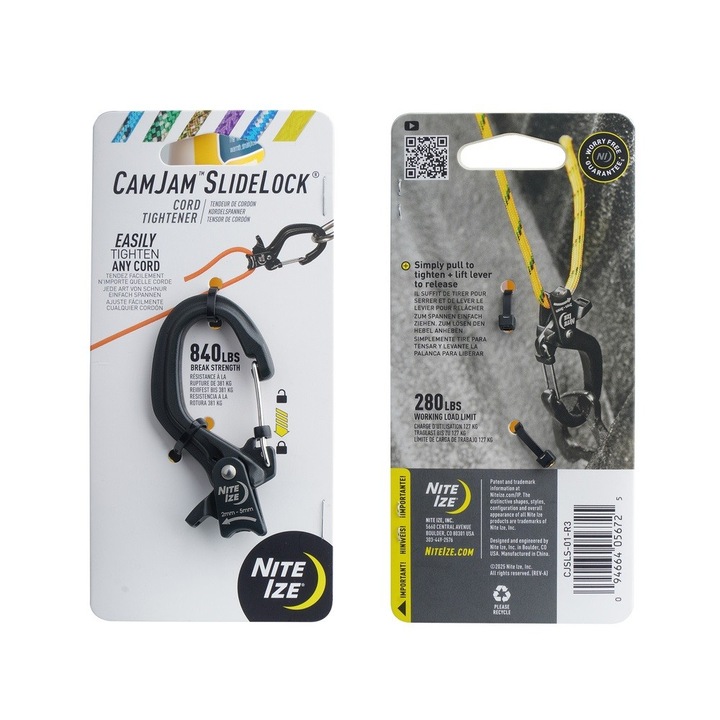 Carabina CamJam cu SlideLock, Nite Ize, aluminiu, rezistență mare, ușoară