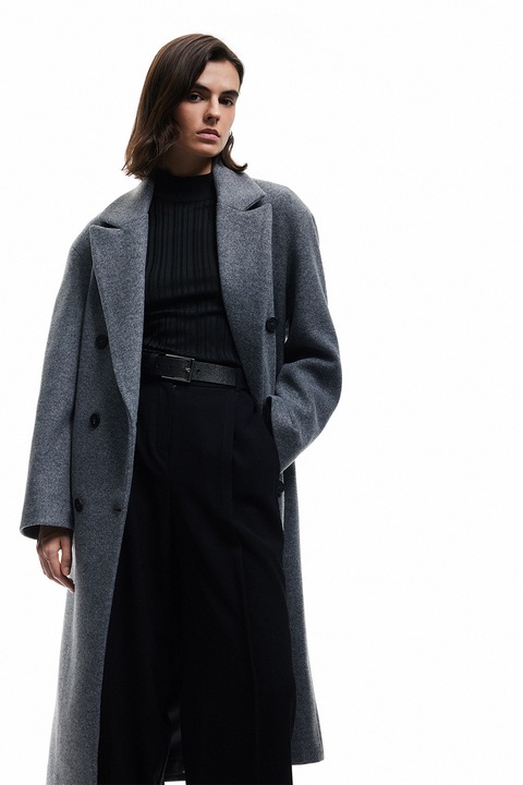 KOTON, Palton lejer cu buzunare laterale, Gri inchis