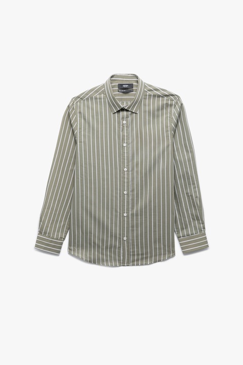 KOTON, Camasa regular-fit cu dungi, Alb/Verde sparanghel