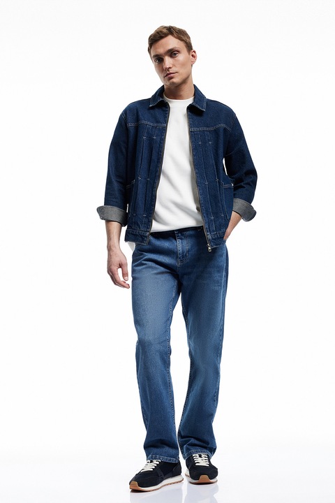 KOTON, Blugi relaxed fit cu talie medie, Albastru melange, W29-L30