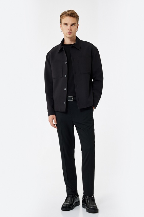 KOTON, Pantaloni slim-fit cu model uni, Negru