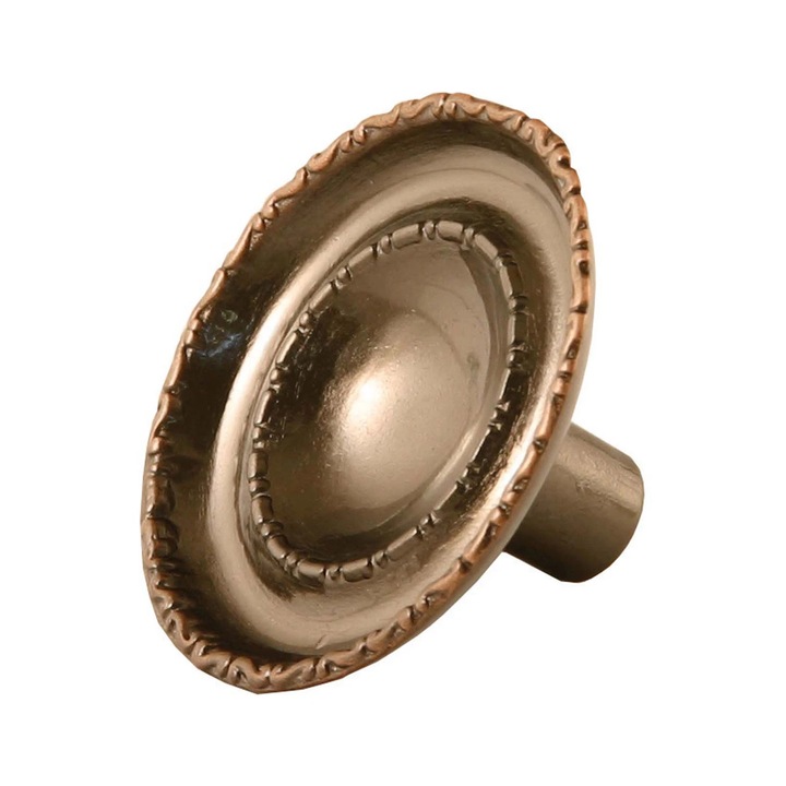 Buton pentru mobila, metalic, cupru antic, M 482.77.28, 36 x 20 mm