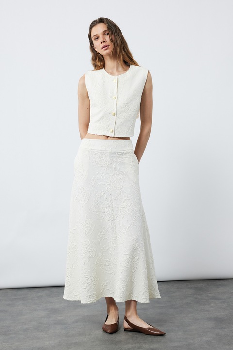 KOTON, Fusta evazata cu buzunare, Alb, M