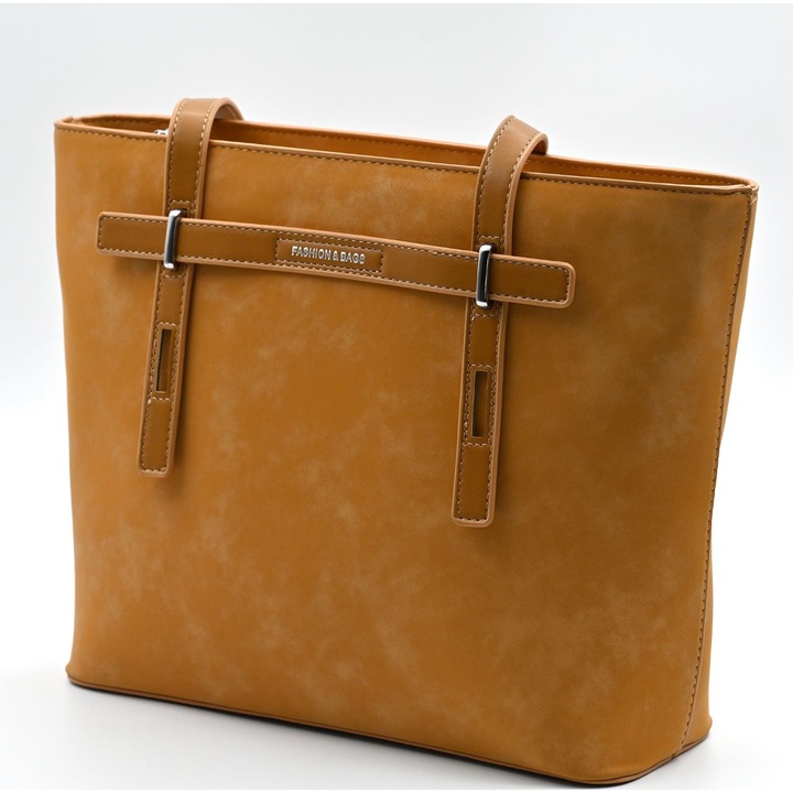 Geantă tote Lysithéra, galbenă, din material PU, dimensiuni 36x25.5x11cm