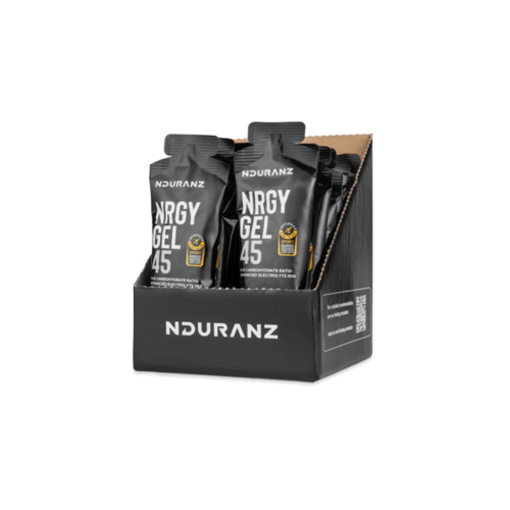 Gel de carbohidrati, NDURANZ Nrgy Gel 45, amestec de electroliti, fara aroma, set 16x75g