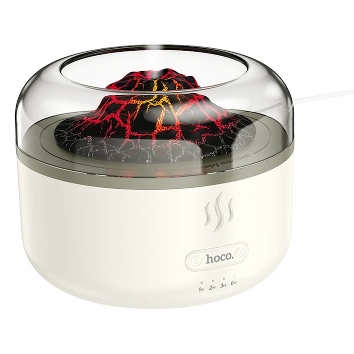 Umidificator de Aer Ultrasonic Rotund, Difuzor Arome cu Functie de Purificare si Iluminare LED RGB, Rezervor 130ml, Wenge