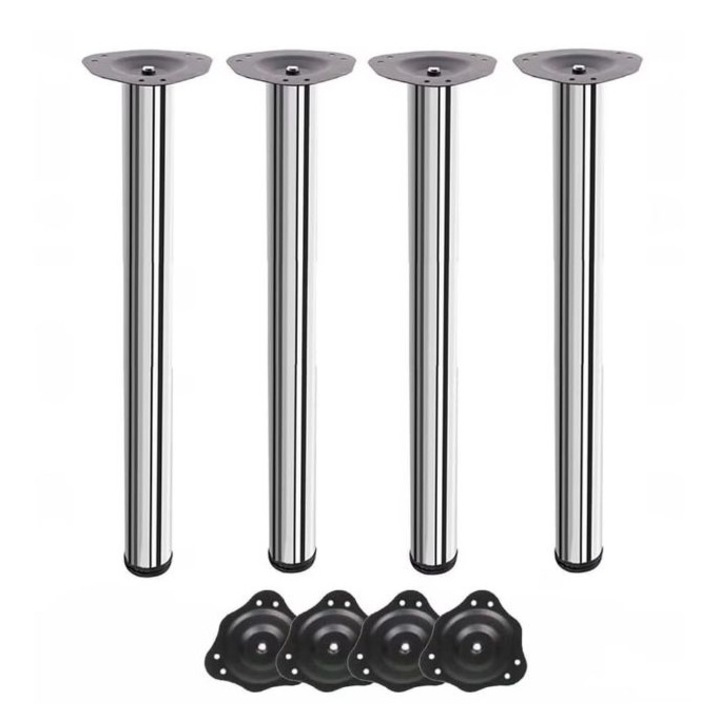 Picior de masa din Otel, 710×60 mm, crom lucios/set 4 bucati