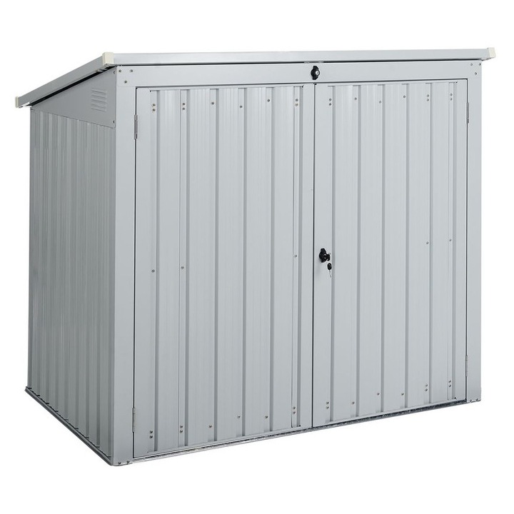 Magazie de gradina Moena Metal 158 cm 96 cm Alb