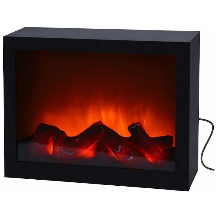 Мини Декоративна Електрическа Камина с LED, Реалистичен Ефект на Пламък, 29см