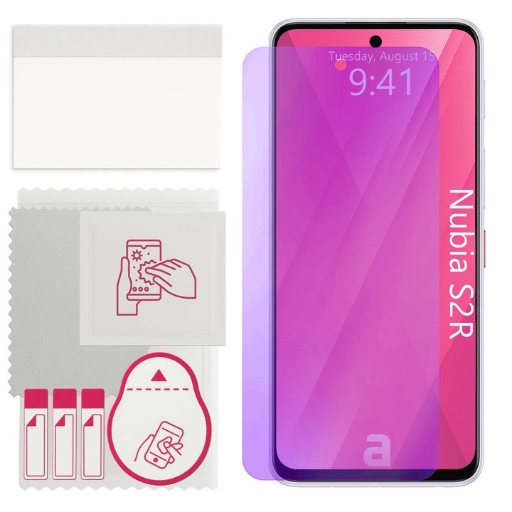 apgo ANTI-BLUE védőüveg Nubia S2R-hez – hibrid, edzett üveg kijelzőhöz, fényes, pro flexible Hybrid Glass, 9H, full glue