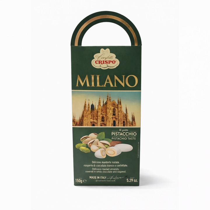 Bomboane de ciocolată Crispo, cu migdale prăjite și fistic, 150 g, Made in Italy