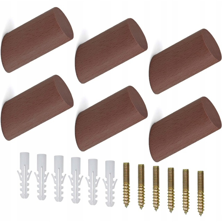 Cuiere din lemn, set 6 bucati, design ecologic, culoare naturala, dimensiuni 3x6cm