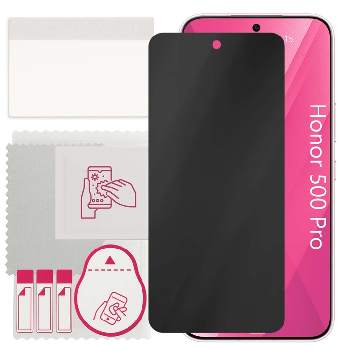 apgo PRIVACY védőüveg Honor 500 Pro-hoz – hibrid üveg, full glue, flexible glass