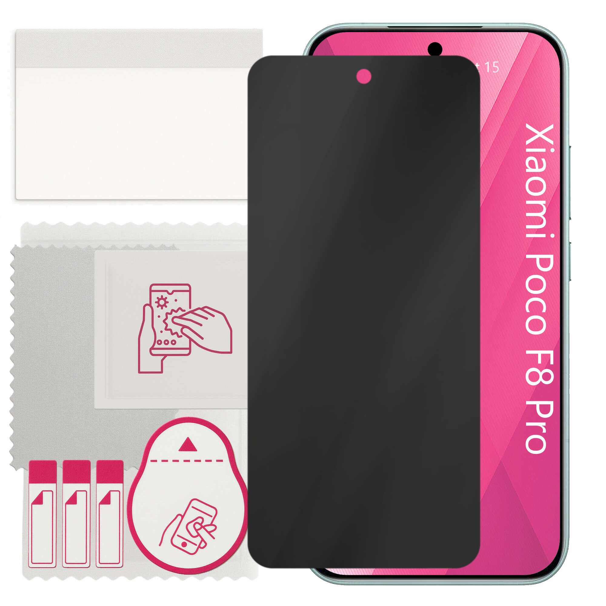 Sticla de protectie PRIVACY apgo pentru Xiaomi Poco F8 Pro – sticla hibrid, full glue, flexible glass