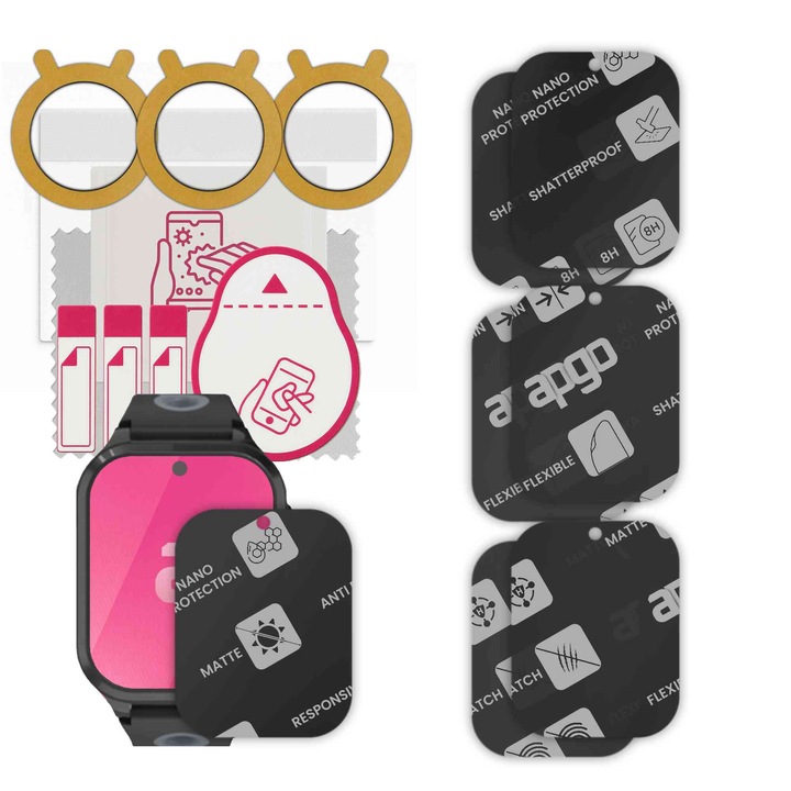 Set de 6 sticle MAT MATTE de protectie pentru ceas Angelo Watches Kid Safe 56 – apgo, full glue, sticla hibrida, protectie pentru afisajul ceasului, anti-zgarieturi