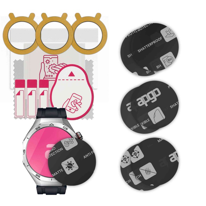 Set de 6 sticle MAT MATTE de protectie pentru ceas Hazaki XT94 – apgo, full glue, sticla hibrida, protectie pentru afisajul ceasului, anti-zgarieturi