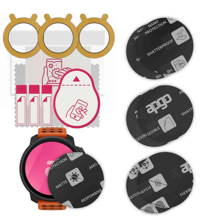 Set de 6 sticle MAT MATTE de protectie pentru ceas Suunto Vertical 2 – apgo, full glue, sticla hibrida, protectie pentru afisajul ceasului, anti-zgarieturi